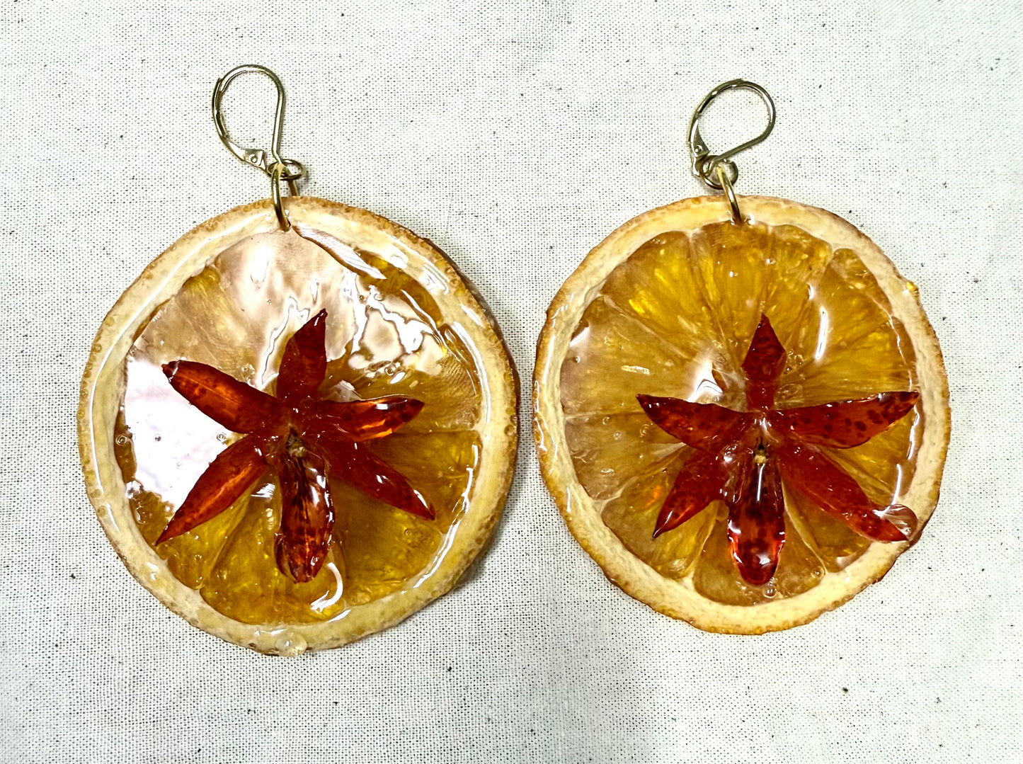 Botanical Statement Earrings – Orange & Orchid