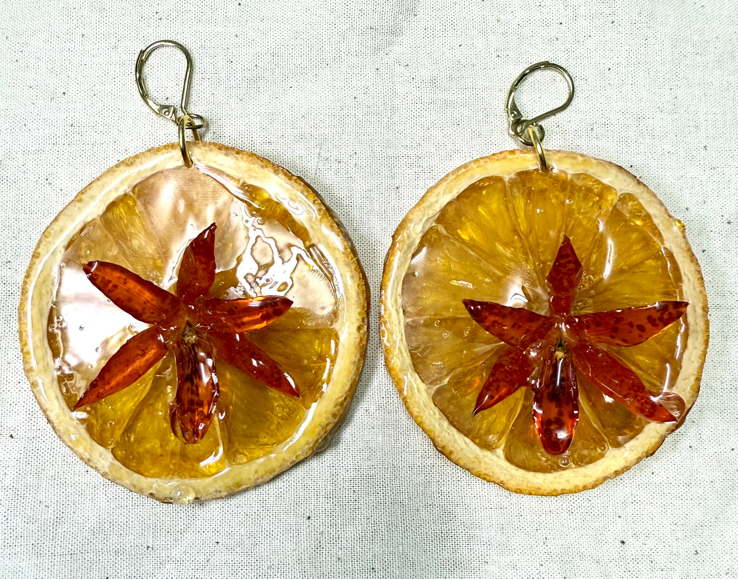 Botanical Statement Earrings – Orange & Orchid