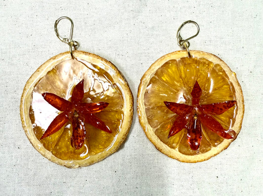 Botanical Statement Earrings – Orange & Orchid